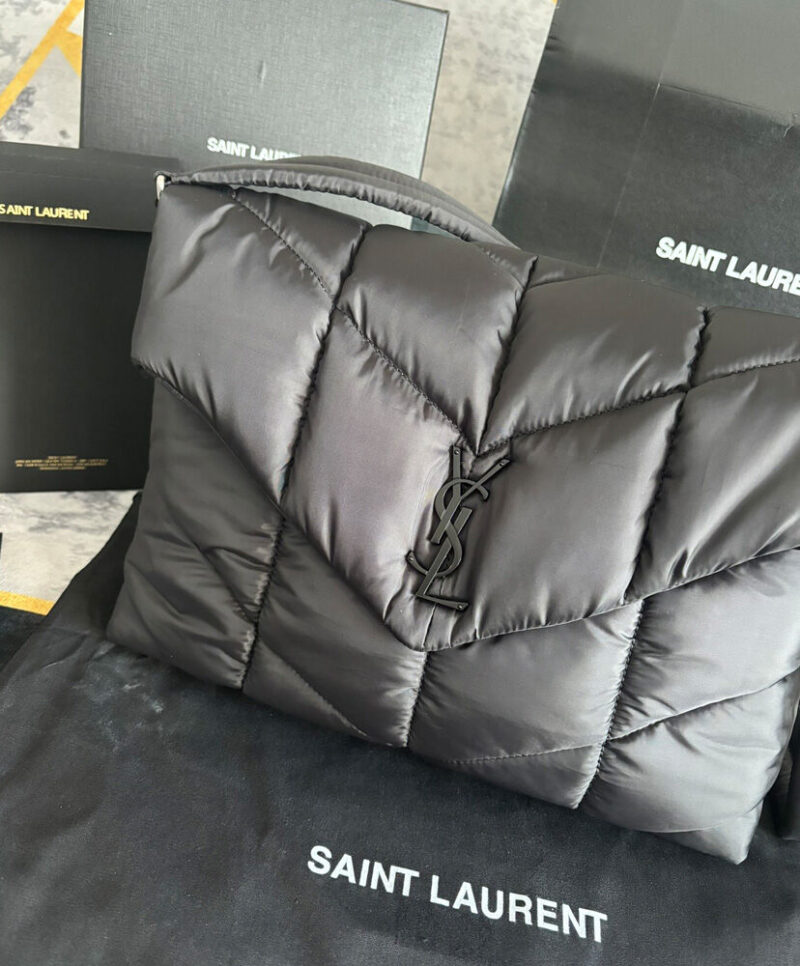 Saint Laurent Puffer Messenger Bag In Econyl Regenerated Nylon Black
